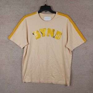 Beyond The Pen Shirt Mens Large Beige Yellow Bynd Crew Neck‎ Short Sleeve Cotton